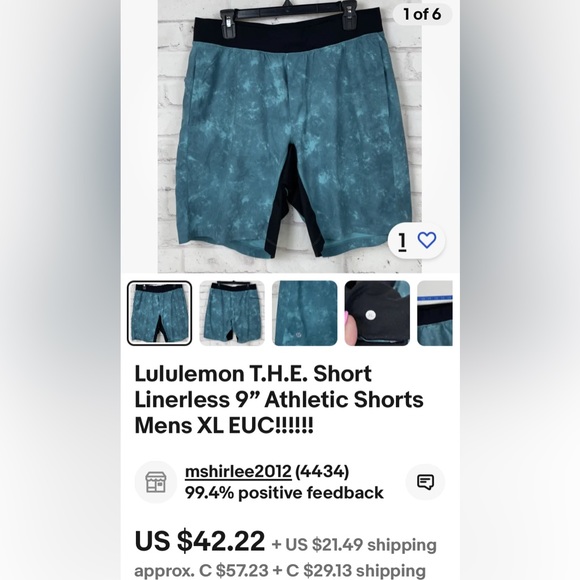 🥂HPLululemon men‘s T.H.E. Linerness 9” athletic running🏃 workout short Size L - Picture 13 of 17